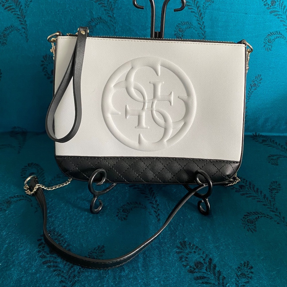 BUY 2 ITEMS & GET 1 FREE - Guess Black & White Crossbody / Wristlet